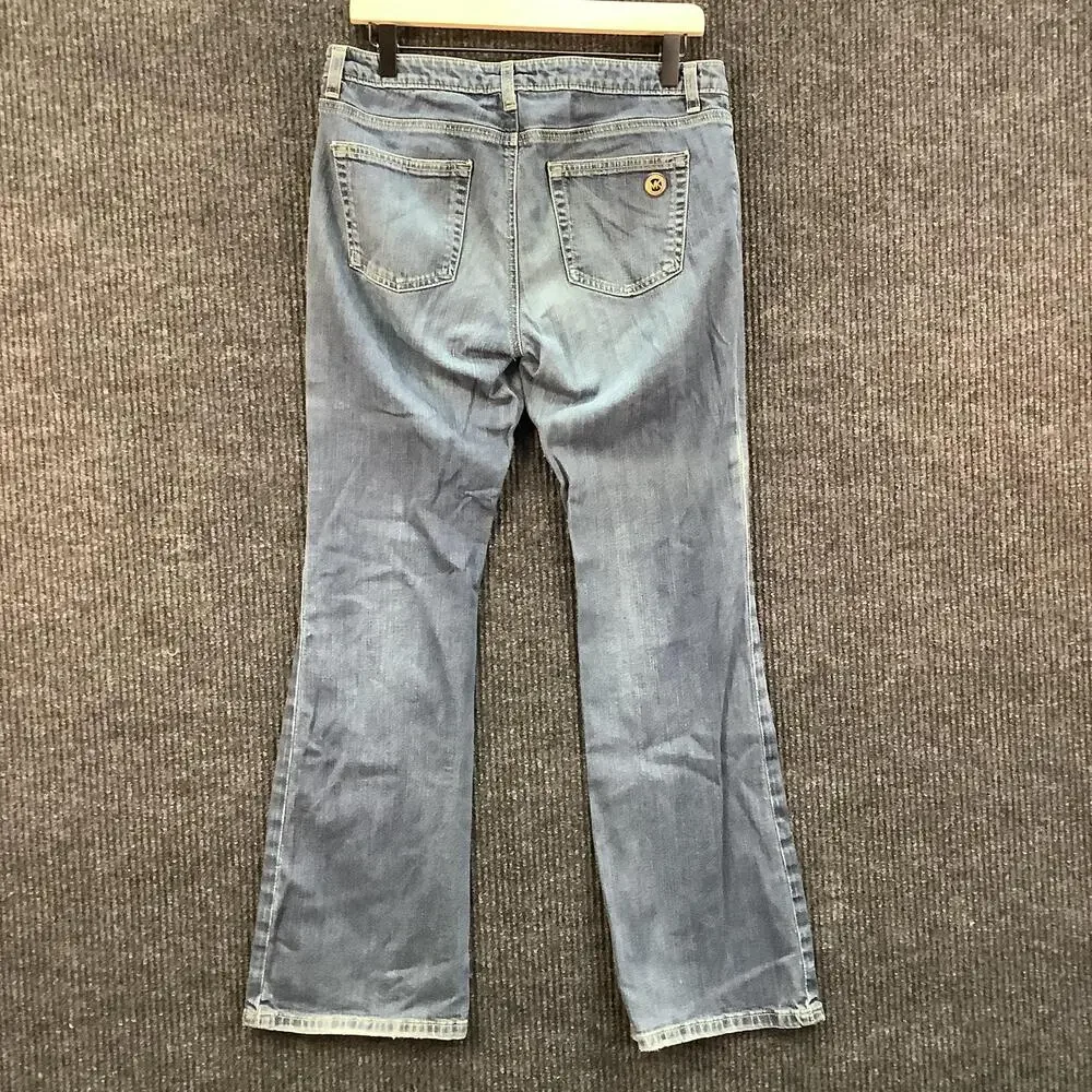 Michael Kors Jeans Womens 8 Short Blue Bootcut Stretch Denim Zip Fly Pockets